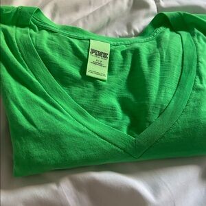 PINK Bright Green V-Neck Tee